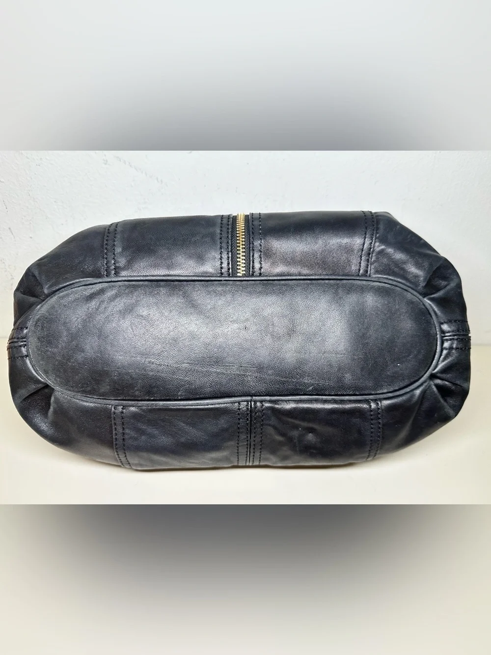 Michael Kors Black Leather Shoulder Bag with Gold-Tone MK Charm